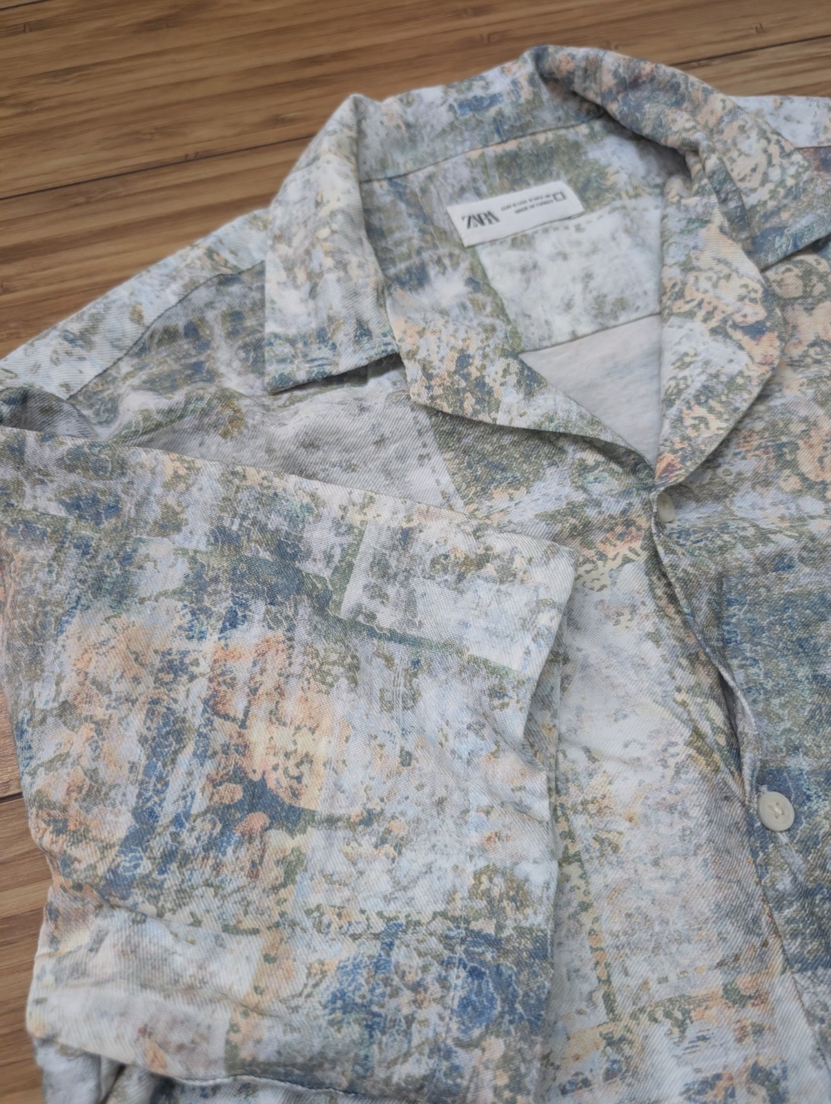 Zara Shirt Mens Small Abstract Print Button Up Regular Fit Preppy Casual image 2