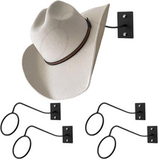 4 Pack Cowboy Hat Rack Wall Mount Metal Hat Holder Organizer Black 24cm