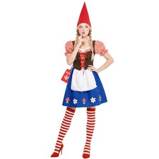 Women s Garden Gnome Costume Adult Funny Mrs Gnome Dress Hat Socks S - XXL