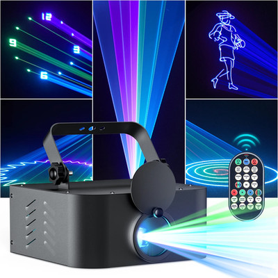 DJ Laser Party Lights, 3D Animation RGB Lazer Stage Lighting, DMX512 Music Sound