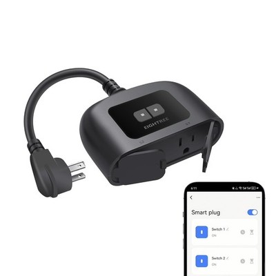 EIGHTREE Outdoor Smart Plug Waterproof IP44, Outlet with 2 Black