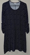 Love, Fire Short Shift Dress Women's Navy Polka Dot 3/4 Tab Sleeves Size Small
