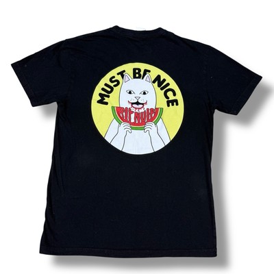 Ripndip Must Be Nice Cat Watermelon Graphic Tee Black Sz Small Streetwear Skater