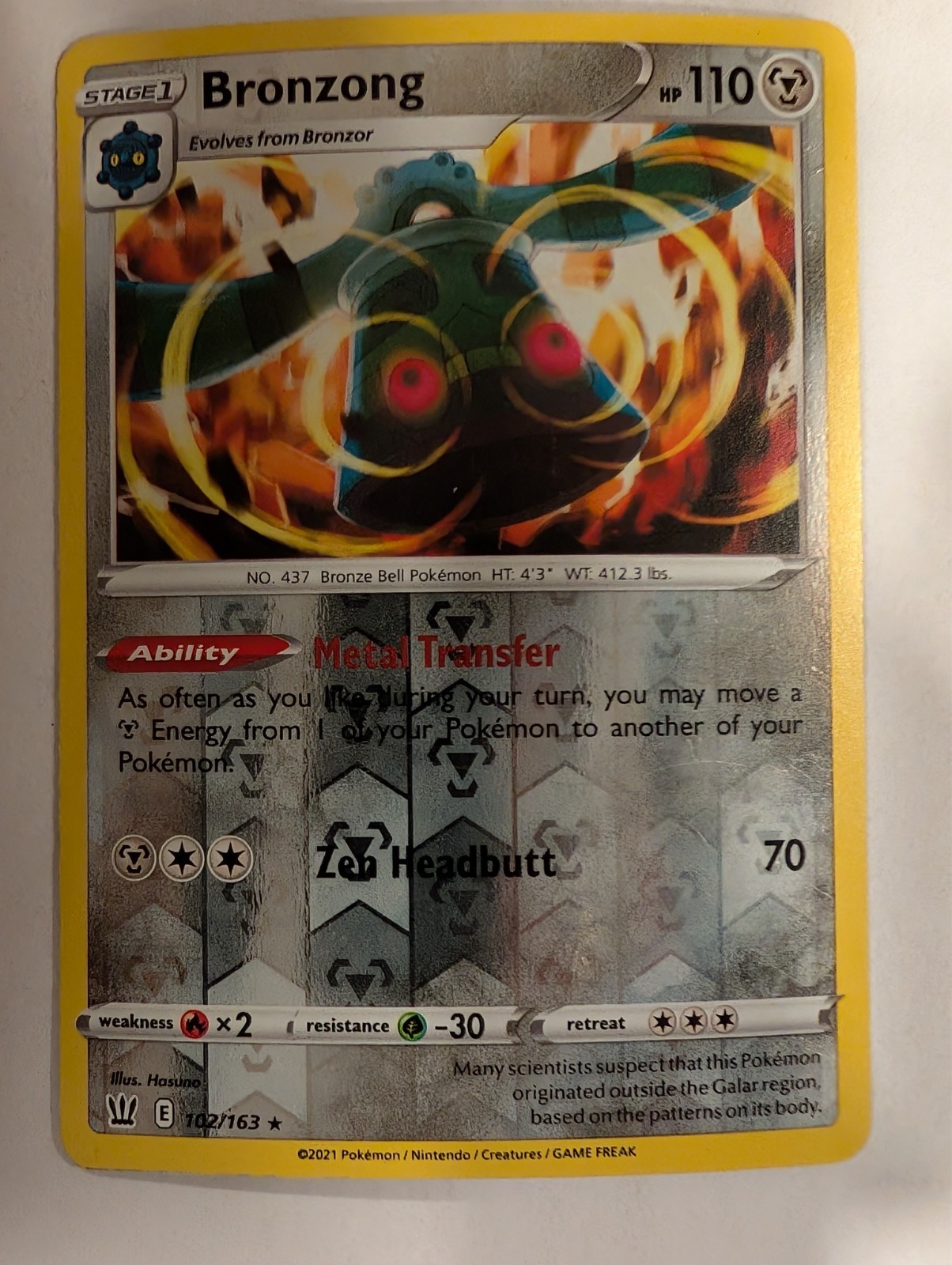 Bronzong 102/163 - Battle Styles Reverse Pokemon Holo Foil Nice!