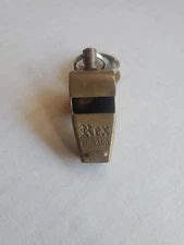 VINTAGE WW2 REX WHISTLE BRASS MADE in ENGLAND VERY LOUD
