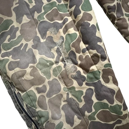 Saf-T-Bak Coveralls Large 42-44 Camo Duck Hunter Vintage Insulated Jumpsuit FLAW image 2