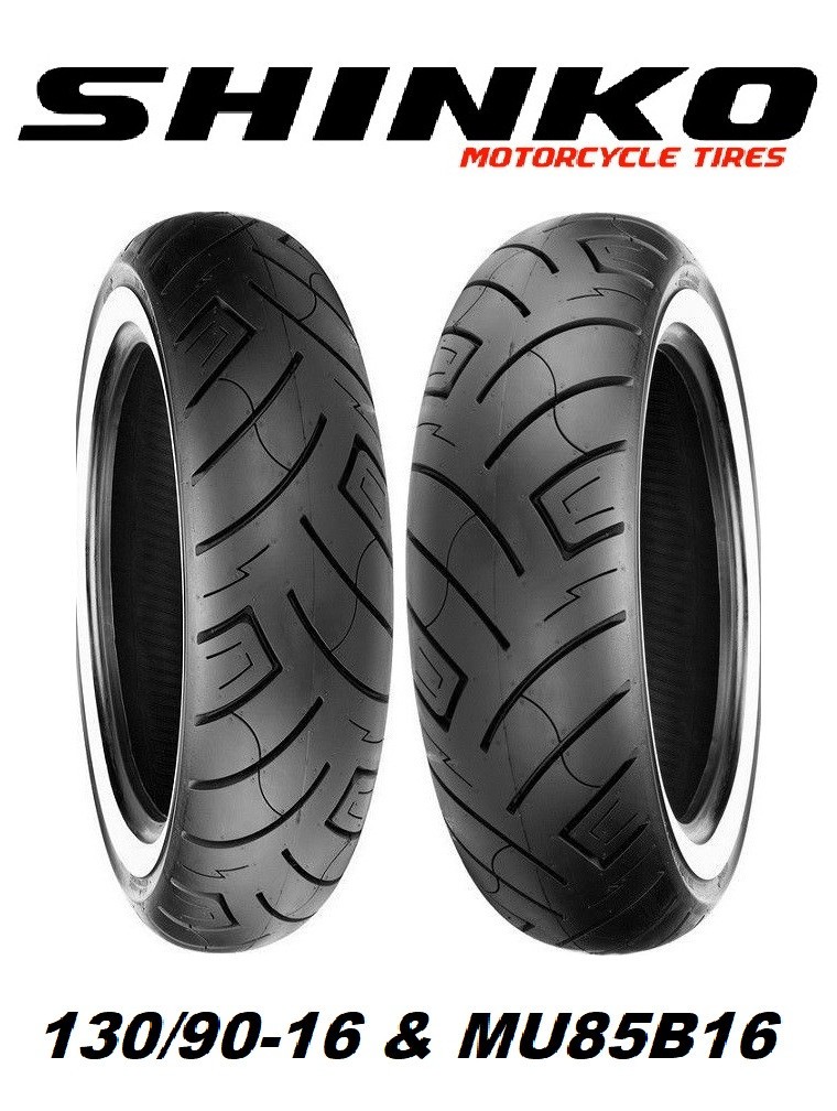 SHINKO WHITE WALL 130/90-16 & MU85B16 TIRE SET HARLEY ELECTRA