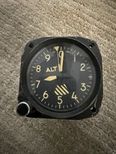 Vintage WWII Kollsman Aircraft Altimeter Gauge 10K FT Black Dial Luminous