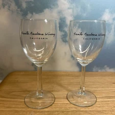 Santa Barbara Wine Glass Set of 2 California Souvenir 10 oz. Clear Glasses 6.75"