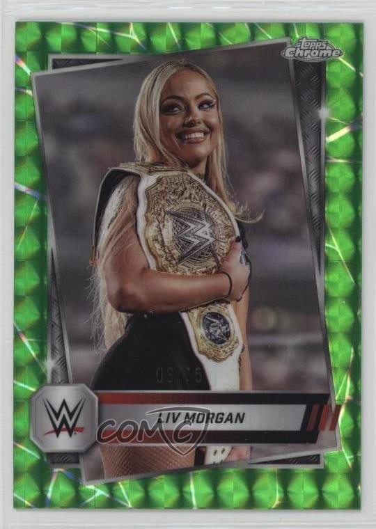 2025 Topps Chrome WWE Neon Green Geometric Refractor 8/75 Liv Morgan #146 1co7