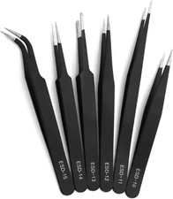 Rackii ESD Precision Tweezers 6pc Stainless Steel Craft Repair Tool
