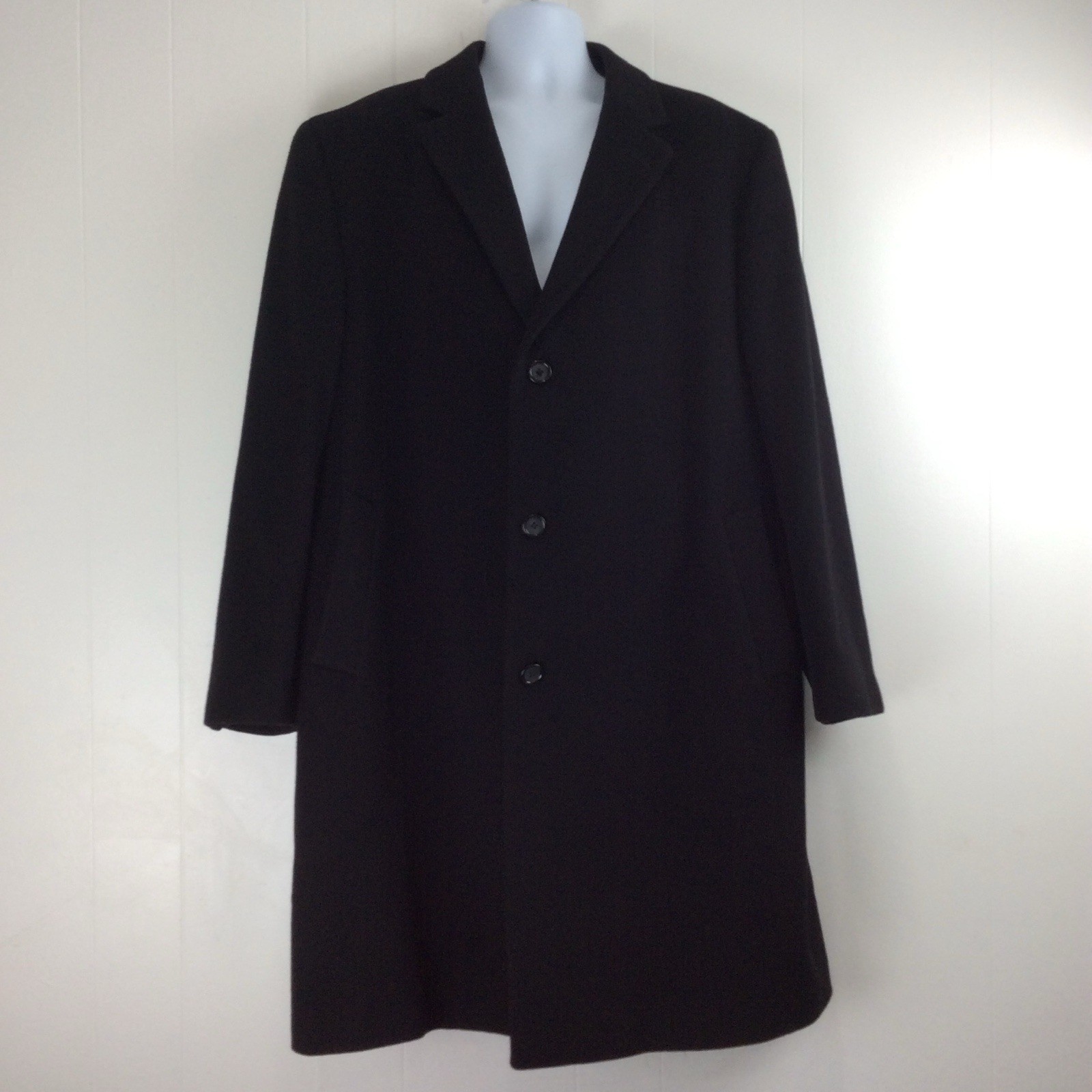 Turnbury X Loro Piana Men's Overcoat 100% Wool Black Long Jacket 48R