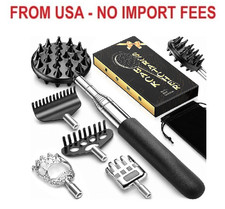 Telescoping Back Scratcher with 5 Detachable Heads, Gift for Men Black  10-30"