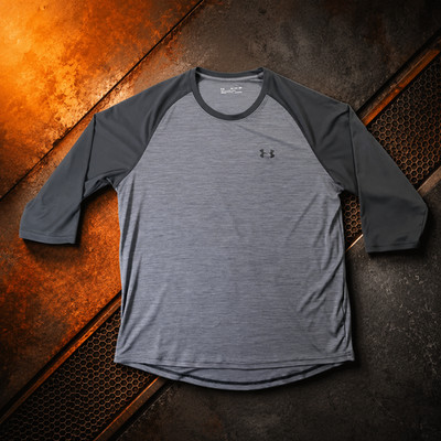 Under Armour HeatGear Shirt Mens 2XL Gray Black 3/4 Sleeve Loose Athletic