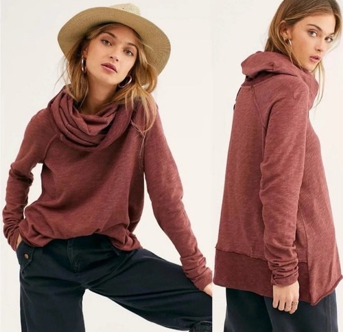 Maglione Free People Beach One Body Terracotta Cotone Cocoon Cowl - Nuovo con etichette XS/S - Foto 3 di 8