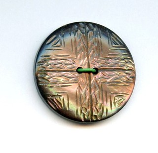 AWESOME IRIDESCENT SMOKEY MOTHER of PEARL button NICE CROSS DESIGN 1 & 1/16"