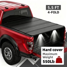 5.5ft 4-fold Hard Tonneau Cover For 2015-2026 Ford F150 F-150 Truck Bed W Lamp