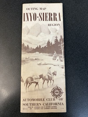 Vintage AAA 1960s Inyo Sierra Region Outing Map Yosemite National Park