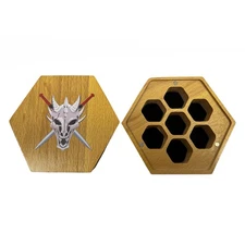 Seven Seas Pirates Dragon Hexagon Wooden Display Dice Box with Magnetic Lid