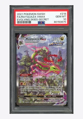 Pokemon PSA 10 Rayquaza VMAX Secret Rare 2021 218/203 Evolving Skies English