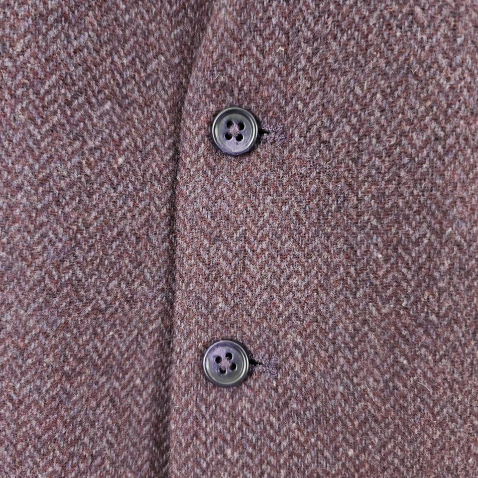 Joe Browns Herringbone Waistcoat Vest Flannel-Like Poly Blend Purple Sz 44 - Image 3 of 4