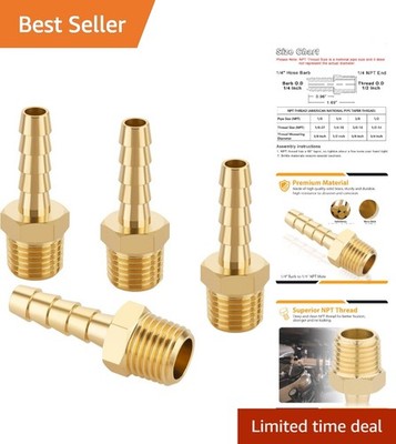 Quality 4-Piece Brass Hose Barb Fittings - Leak-Proof and Durable