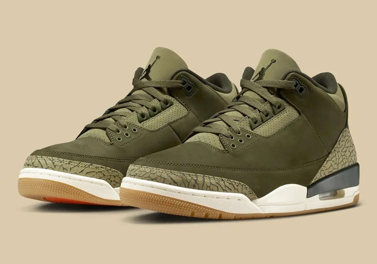 Air Jordan 3 Retro Men's Size 9 Medium Olive/Sequoia DN3707 202