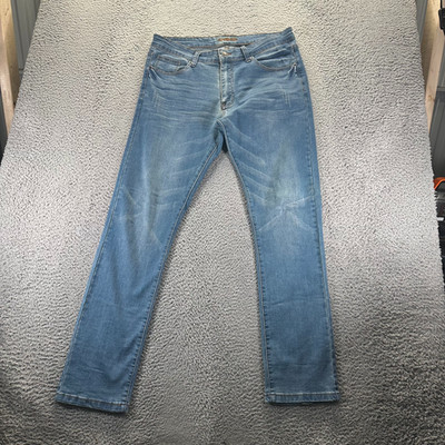 Carbon Super Flex Jeans Mens 36x32 Blue Denim Cotton Skinny Leg Stretch Workwear