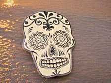 Black White Sugar Skull Belt Buckle Metal Streetwear Day of Dead Floral Mexico
