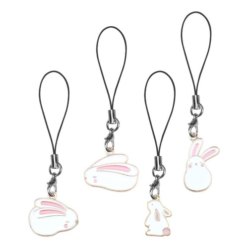 4Pcs Rabbit Adorable Mobile Phone Decor Phone Hanging Charms Rabbit Key Pendants - Zdjęcie 2 z 12