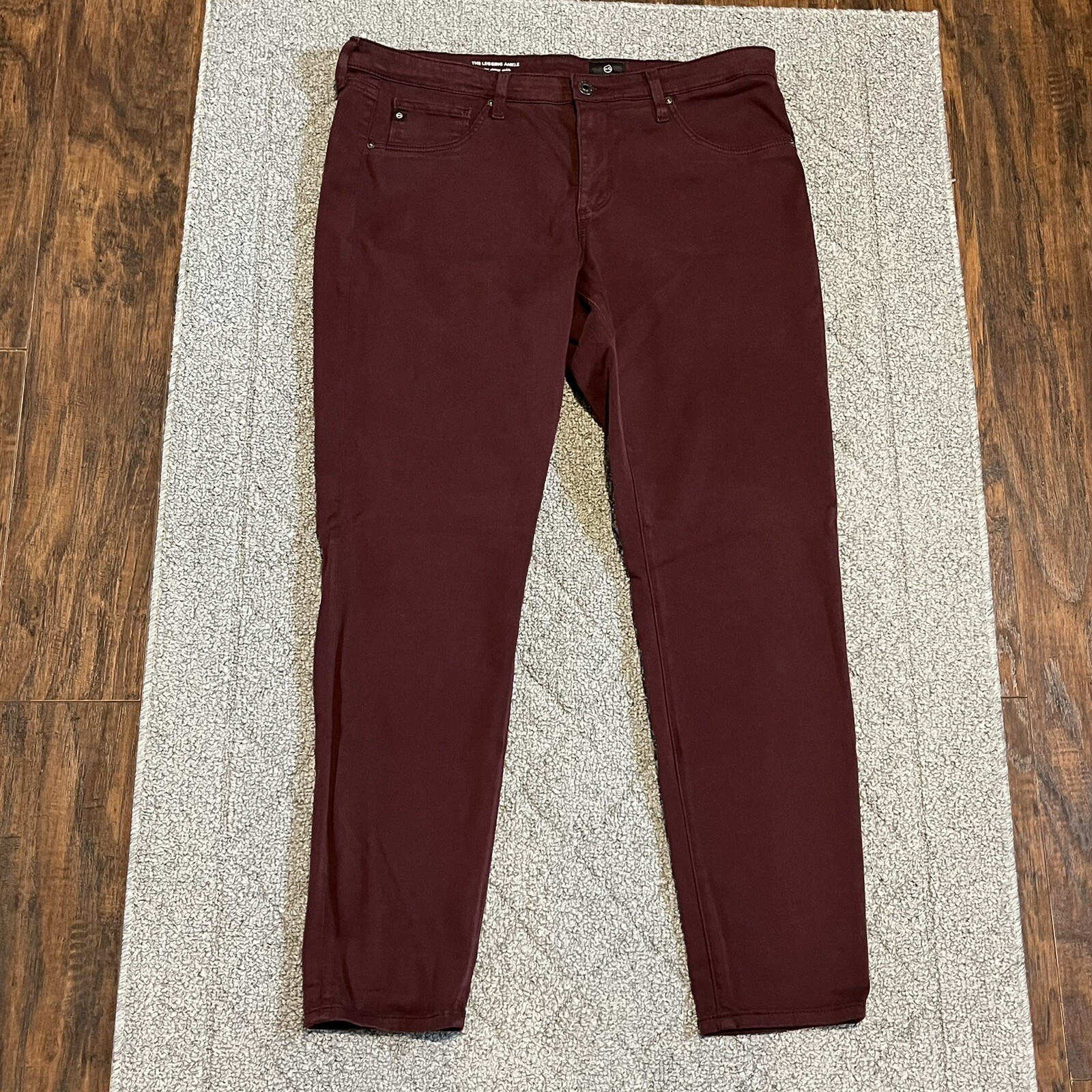 Adriano Goldschmied AG Pants Womens 32 Maroon The Legging Skinny Stretch