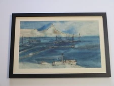 MYSTERY ARTIST  PAINTING EXPRESSIONISM VINTAGE ABSTRACT BUFFET STYLE INDUSTRIAL