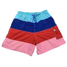 Vintage Tommy Hilfiger Swim Trunks Mens Large Colorblock Blue Board Shorts Y2K