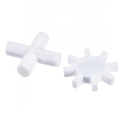Magnetic Stir Bar Rod Cross Gear Shape PTFE Coating White