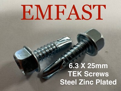 6,3 mm x 25 mm selbstbohrende TEK Schraube Sechskantkopf Dachblech 6,3 25 Schraube