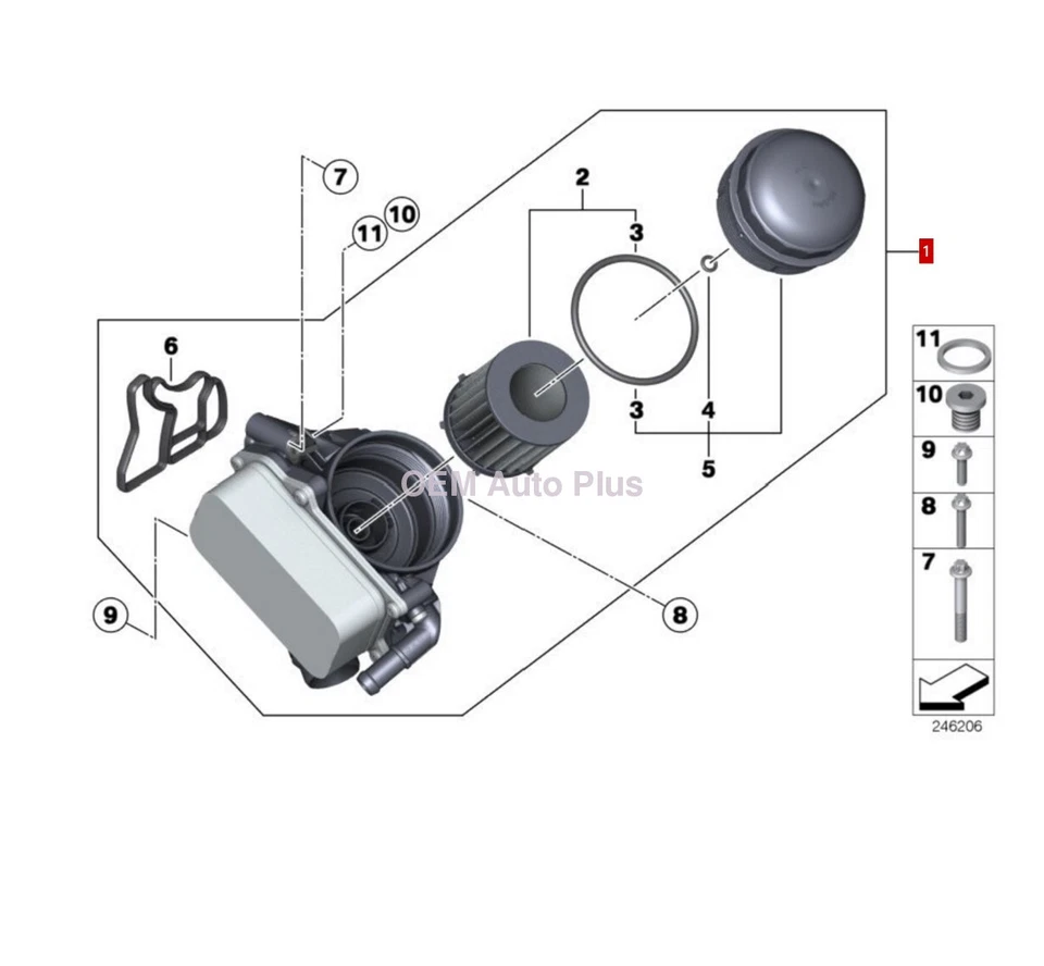 11428611284 OEM Mahle Oil filer Housing with Cooler for BMW 740I 740LI 2013-2015 - Image 4 of 4