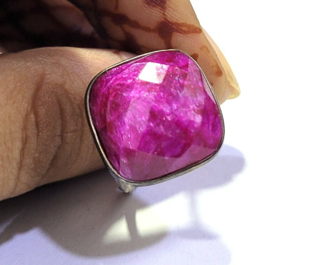 Oxidized Sterling Silver Ring Natural Ruby Gemsto… - image 3