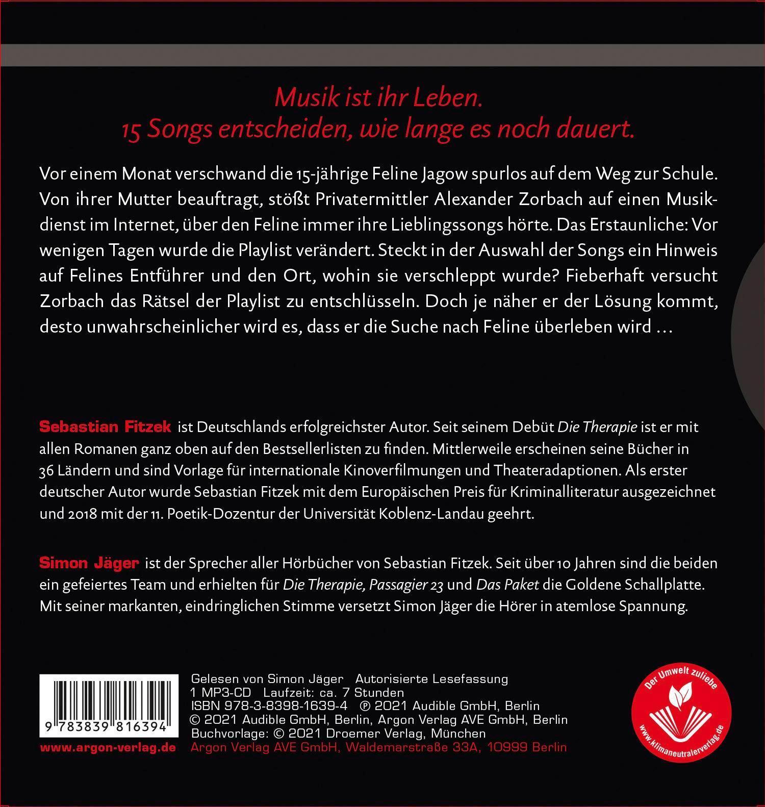 Thumbnail - Sebastian Fitzek | Playlist | Mp3 | Deutsch (2021) | Psychothriller |