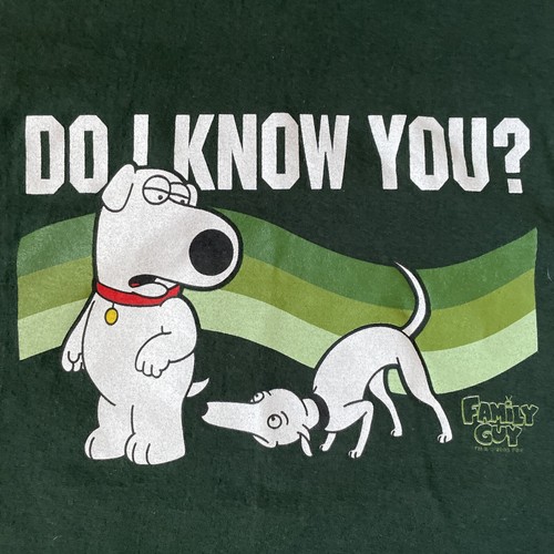 Vtg M&O Knits Mens L Green T Shirt Family Guy Do I Know You 2003 Y2K Cartoon - Picture 3 of 24