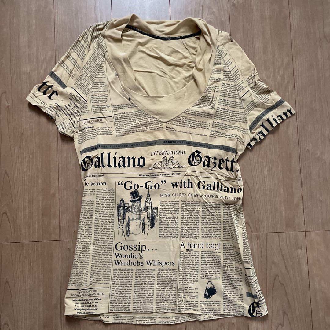 John Galliano Newspaper Print T-Shirt S Size Used from Japan