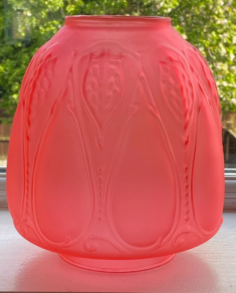 Victorian Style Cranberry Red Glass Beehive Closed Tulip Oil Lamp Shade