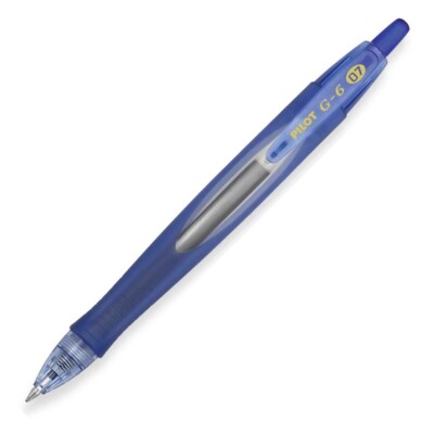 31402 Pilot G6-7 RT Gel Rollerball Pen, Fine 0.7mm, Blue Ink, Pack of 2
