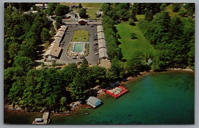 Diamond Point NY The Olympian Village Resort Motel Aerial View c1960 Postcard