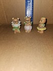 Lot of 3 Vintage Homco Flower Bear Figurines 8768 Cottage Core Easter Spring Dec