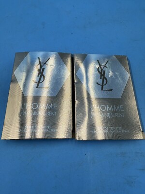 2 X YSL Yves Saint Laurent L'Homme EDT Mens Cologne Spray 1.2ml / 0.04 oz Sample