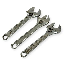 3 Pcs Olympia 200mm, Powerbuilt and Truecgraft 208 8 in Adjustable Wrench Set