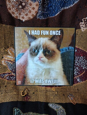 Art Puzzle Print Framed Grumpy Cat Funny Decor Kitty Humor I Had Fun Once Cute