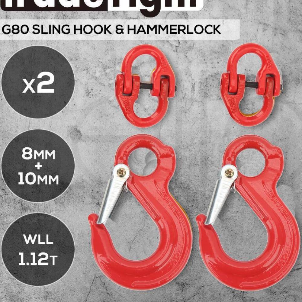 2 Set 1.12 Tons Clevis Hooks With Chain Clevis Slip Grab Hook For