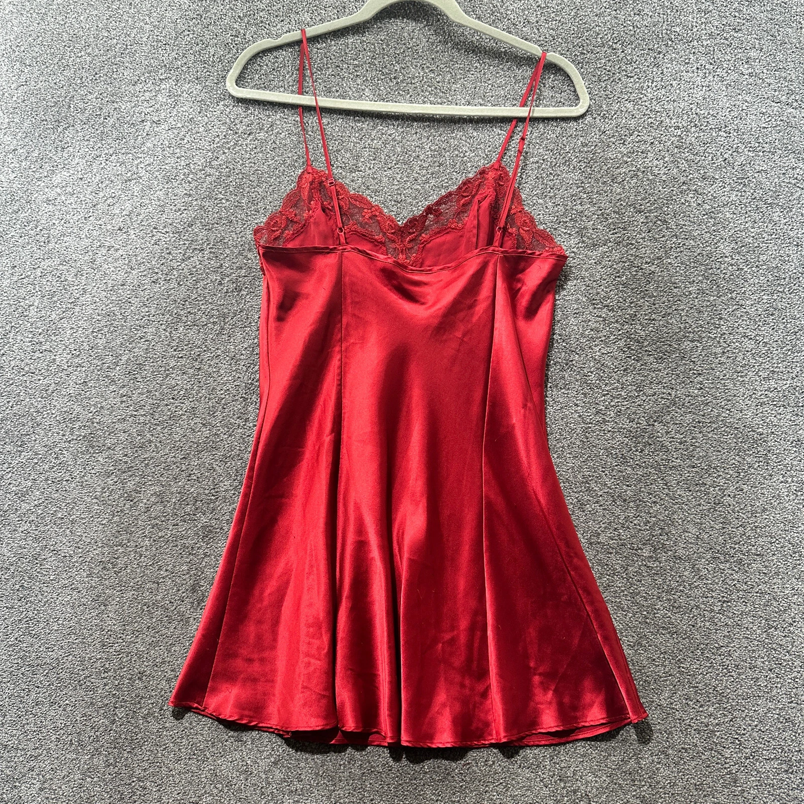 UNDERCOVER Y2k Victorias Secret abito slip donna medio rosso pizzo orlo lingerie