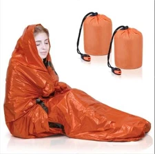 Emergency Sleeping Bag 2 Pack, Portable Waterproof Survival Sleeping Bag with Th